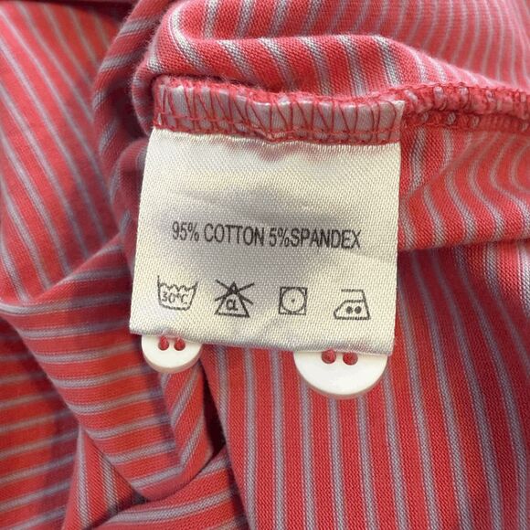 Fish‎ Hippie Men's Stripe Cotton Blend Short Sleeve Polo Shirt Pink White XL - Picture 4 of 8